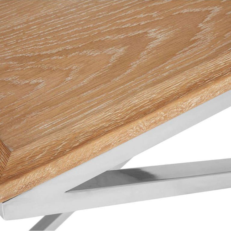 Holland Console Table - Oak and Silver Metal