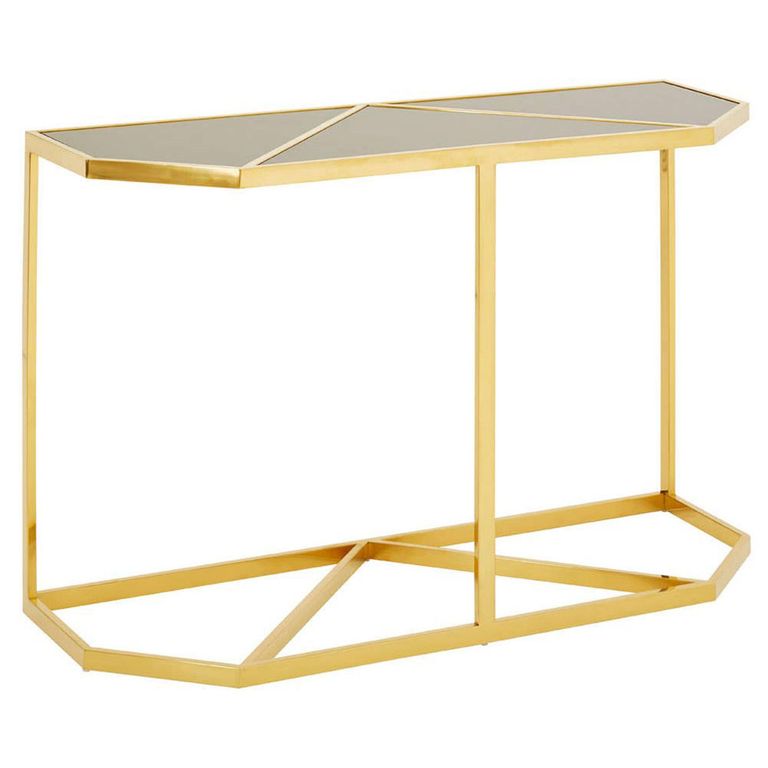 Horizon Console Table - Black Glass with Gold Metal