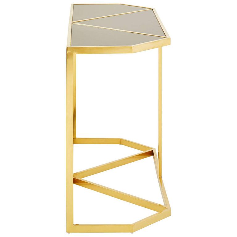 Horizon Console Table - Black Glass with Gold Metal