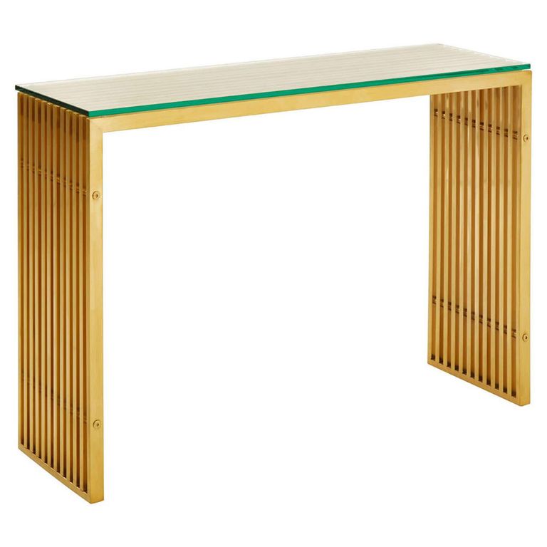 Horizon Console Table - Clear Glass with Gold Metal