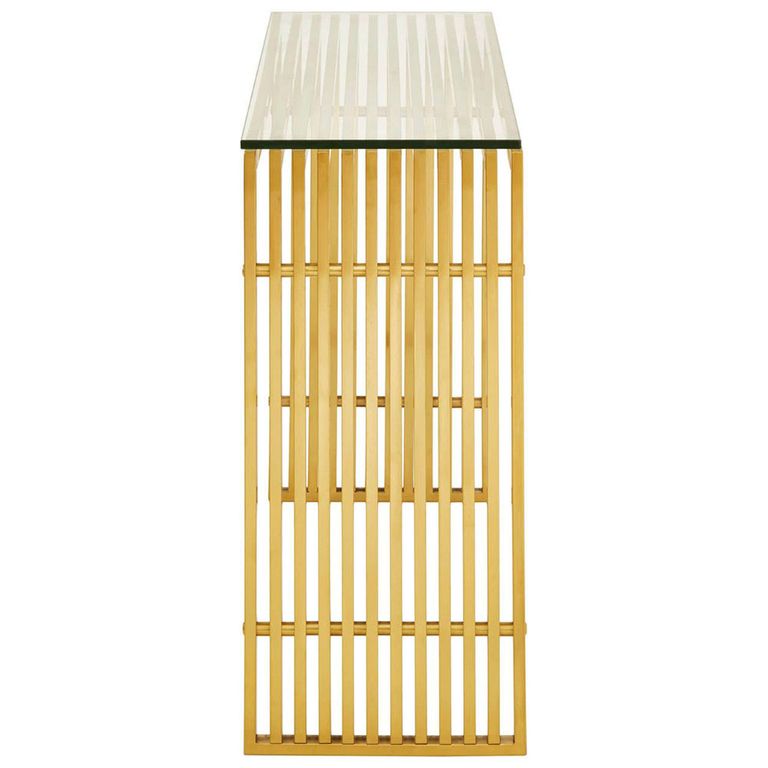 Horizon Console Table - Clear Glass with Gold Metal