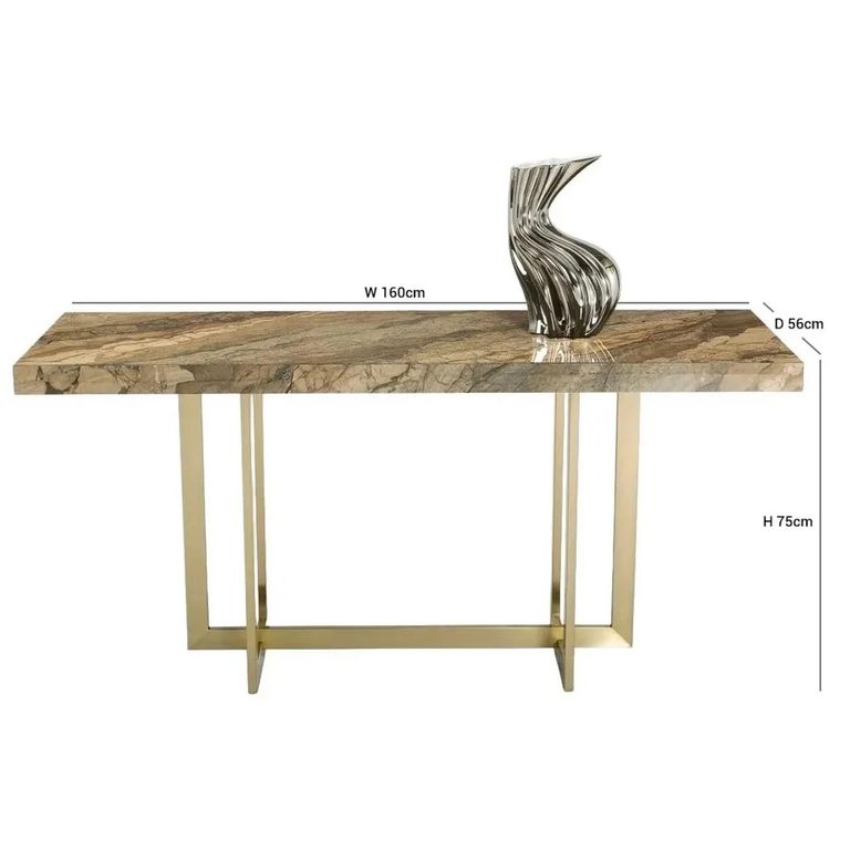 Horizon Console Table - Marble with Brass Base - Variation Available