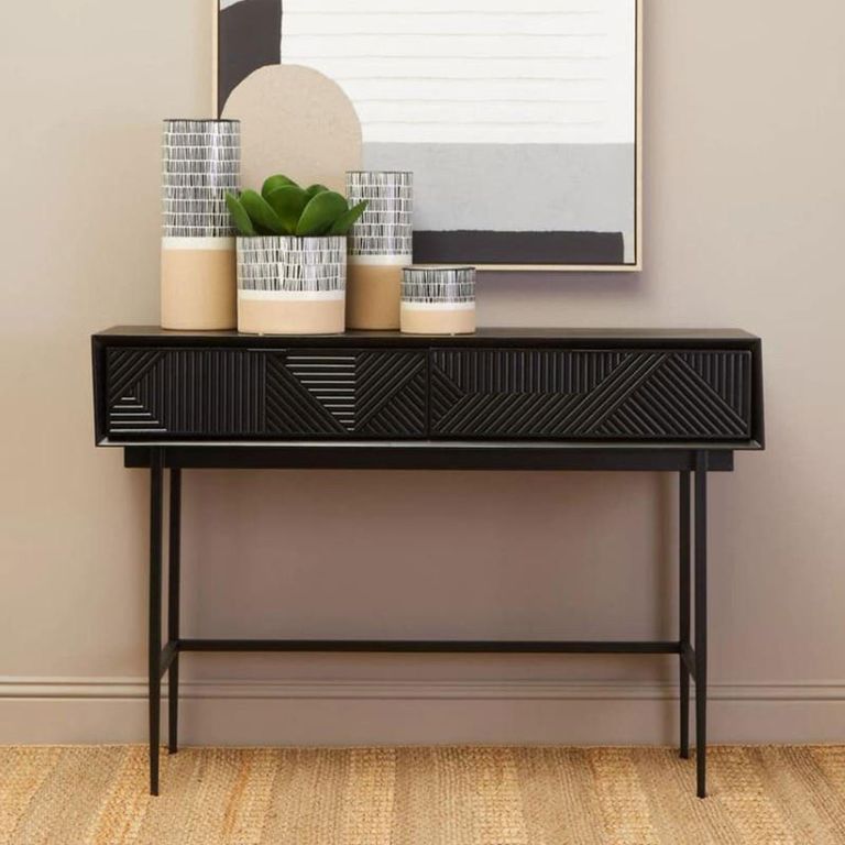 Jakara Console Table - 2 Drawer - Black Wood