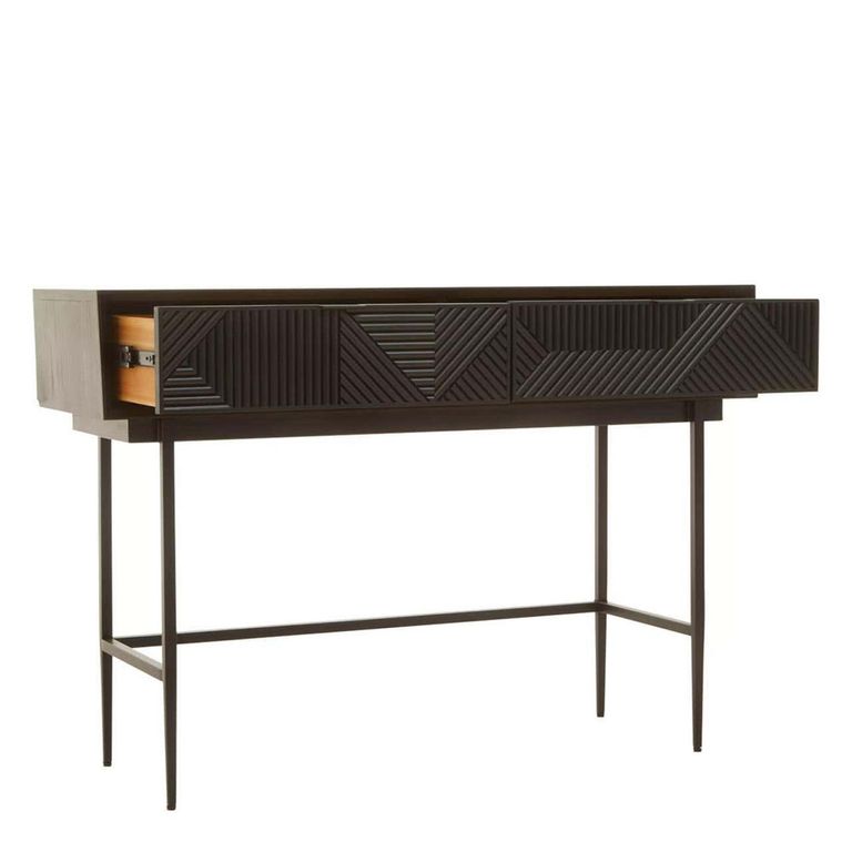 Jakara Console Table - 2 Drawer - Black Wood