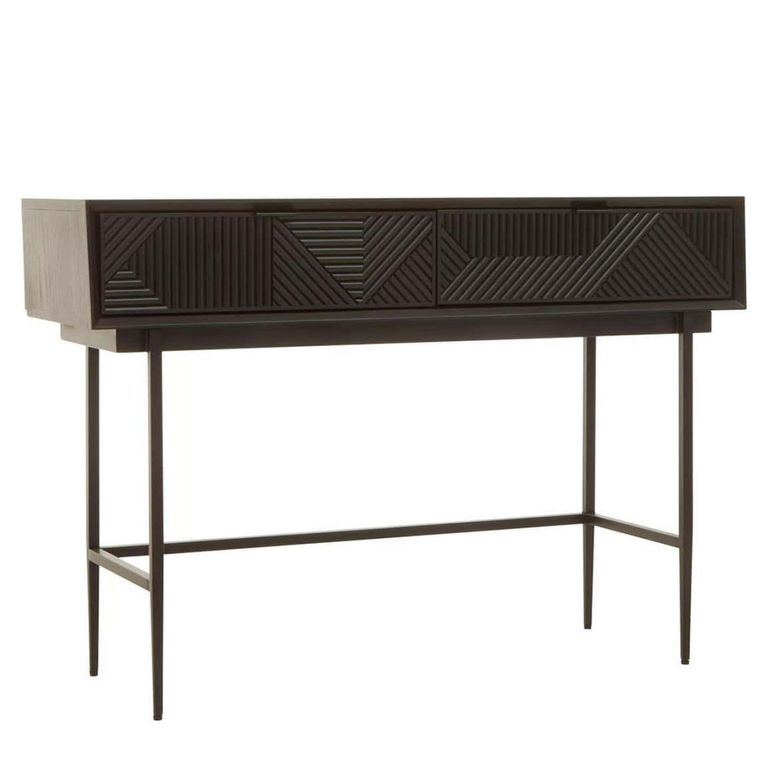 Jakara Console Table - 2 Drawer - Black Wood