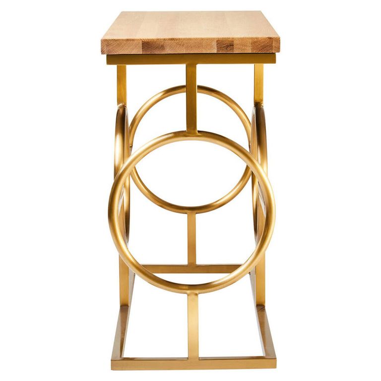 Jana Console Table - Oak and Gold Metal