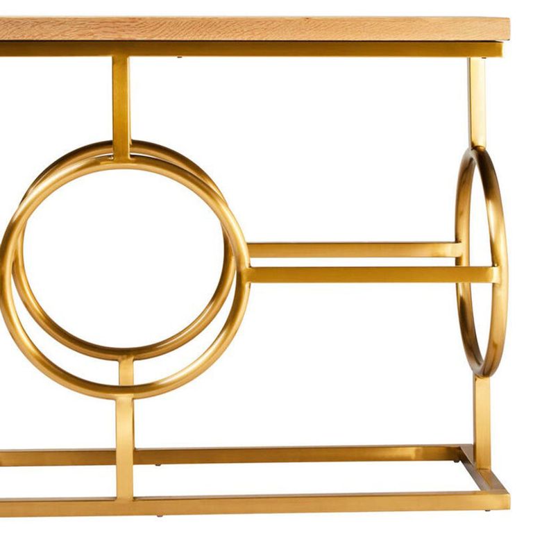 Jana Console Table - Oak and Gold Metal