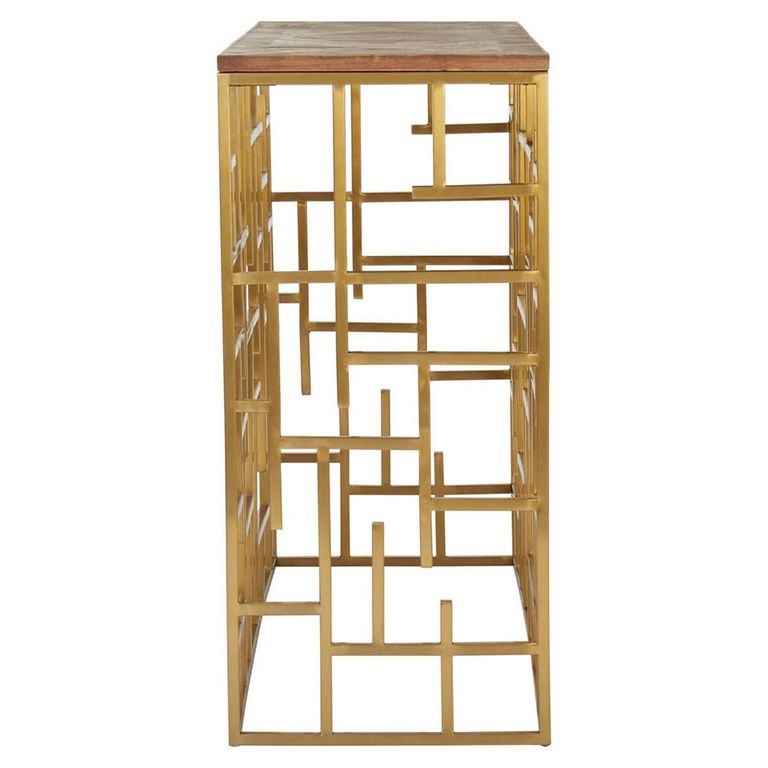 Jana Console Table - Wood with Gold Metal