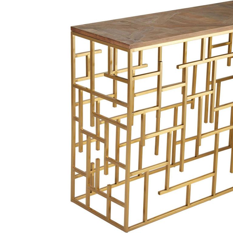 Jana Console Table - Wood with Gold Metal