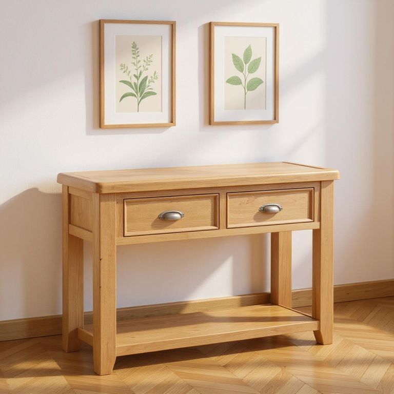 Janelle Console Table - 2 Drawer - Rustic Oak