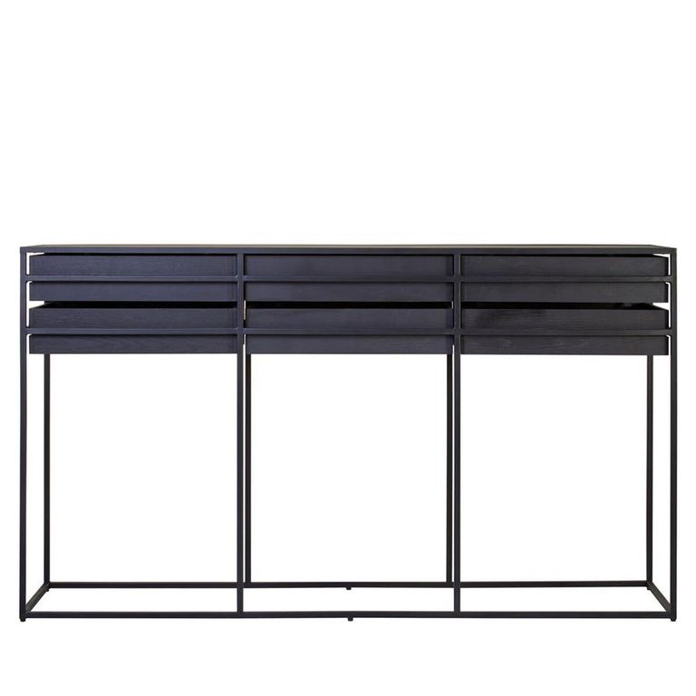 Judd Console Table - Black Oak - 6 Drawer