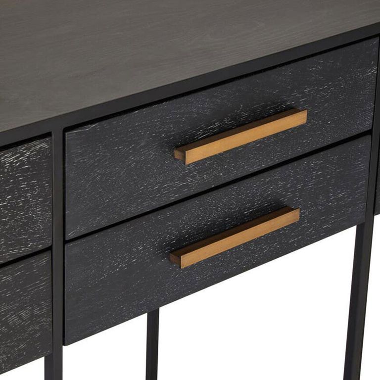 Judd Console Table - Black Oak - 6 Drawer