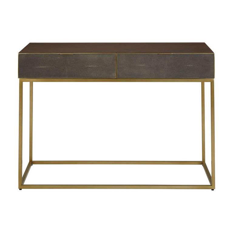 Kempton Console Table - Walnut and Gold Metal - 2 Drawer
