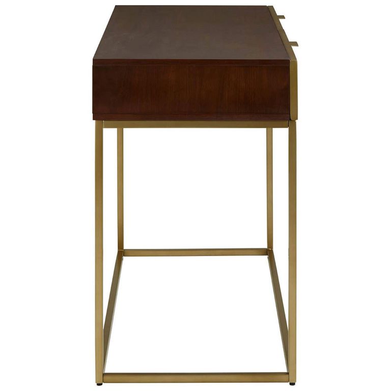 Kempton Console Table - Walnut and Gold Metal - 2 Drawer