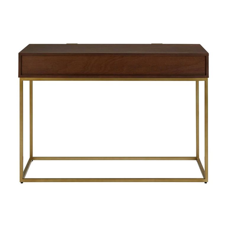 Kempton Console Table - Walnut and Gold Metal - 2 Drawer