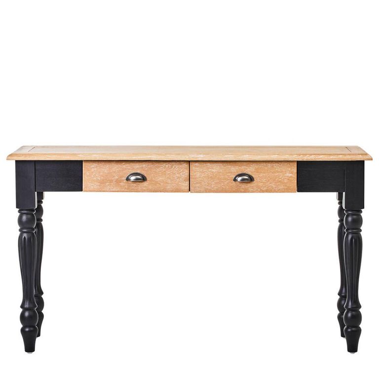 Kensington Townhouse Console Table - 2 Drawer - Antique Oak and Black