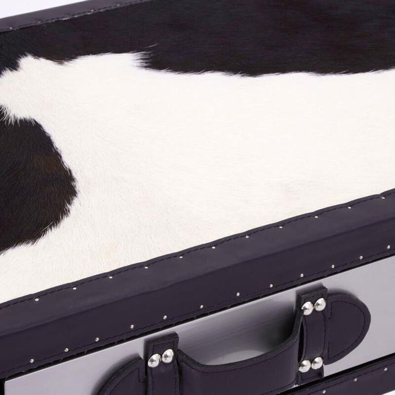 Kensington Townhouse Console Table - 3 Drawer - Black and White Leather