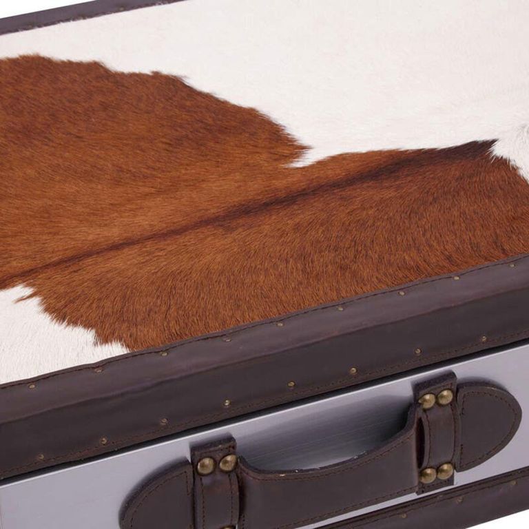 Kensington Townhouse Console Table - 3 Drawer - Brown and White Leather