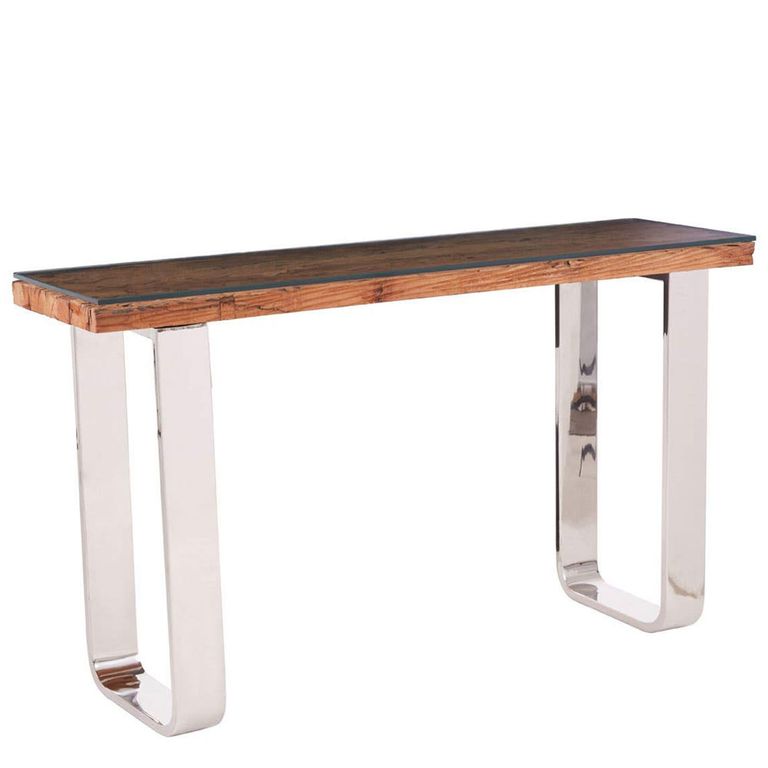 Kerala Console Table - Clear Glass with Silver Base