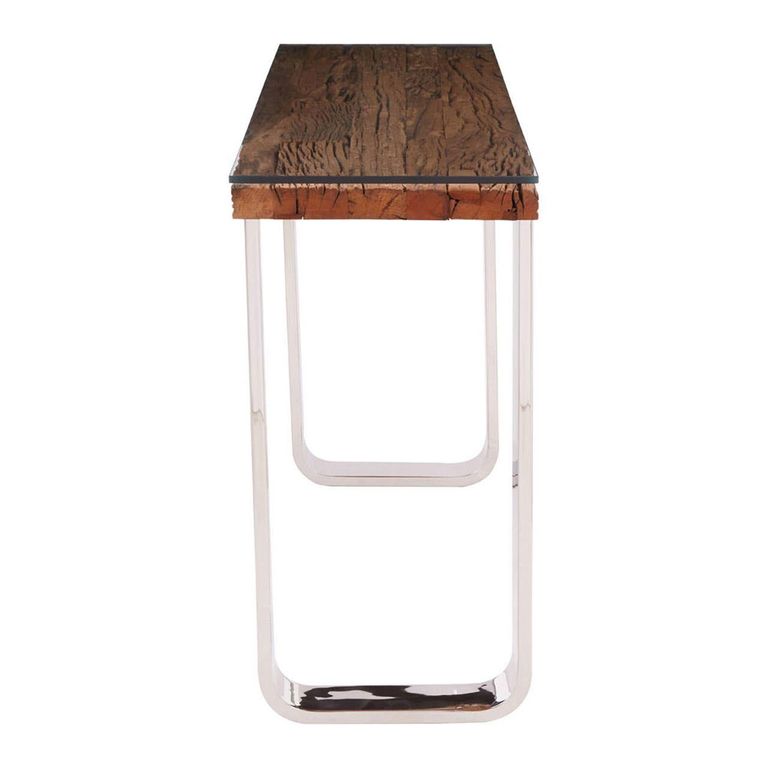 Kerala Console Table - Clear Glass with Silver Base