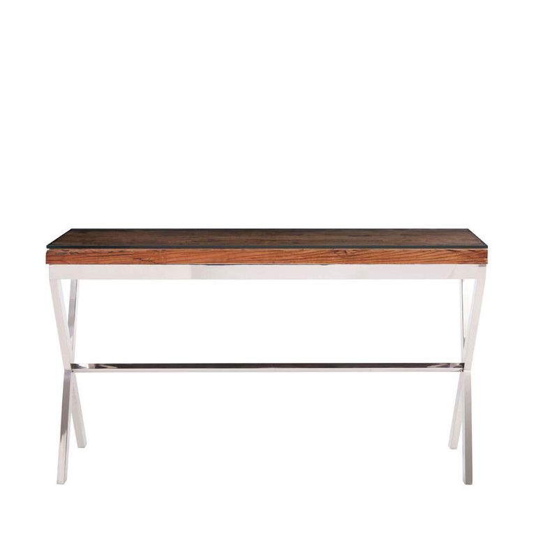 Kerala Console Table - Clear Glass with Silver Cross Base
