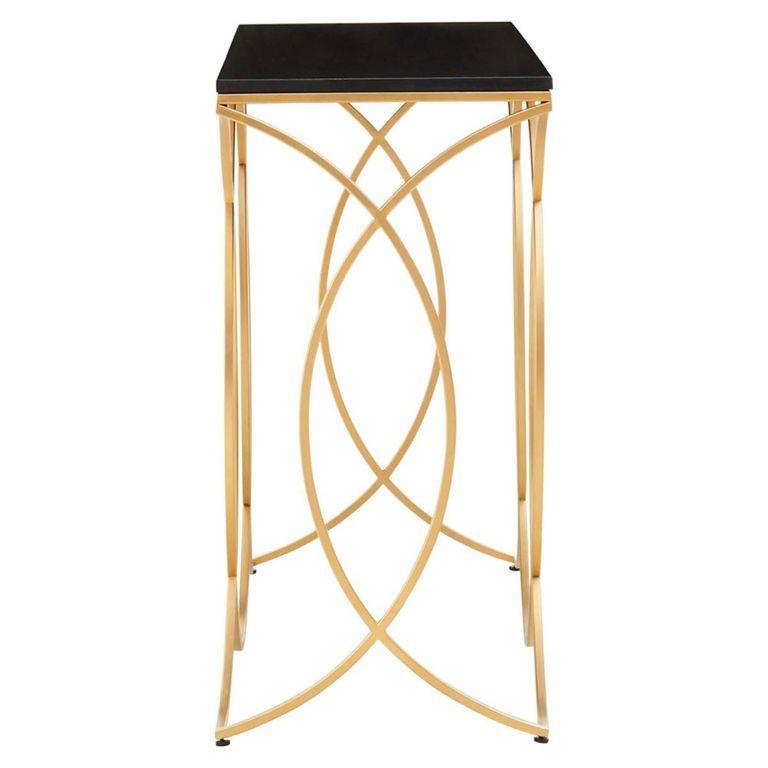 Kia Console Table - Black Marble with Gold Metal