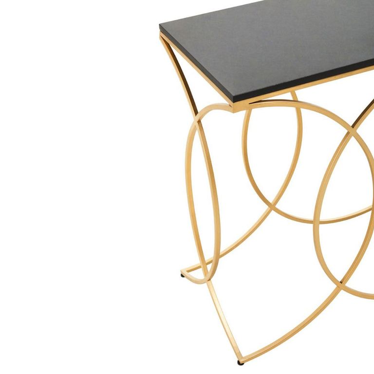Kia Console Table - Black Marble with Gold Metal