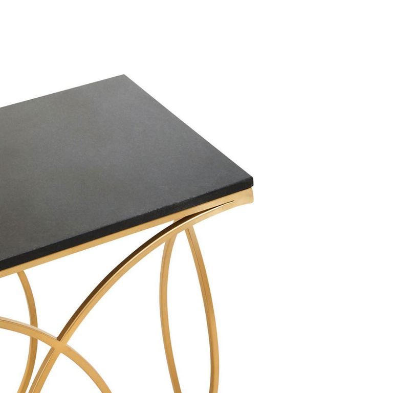 Kia Console Table - Black Marble with Gold Metal
