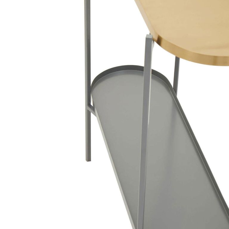 Korba Console Table - Oval - Grey and Gold Metal