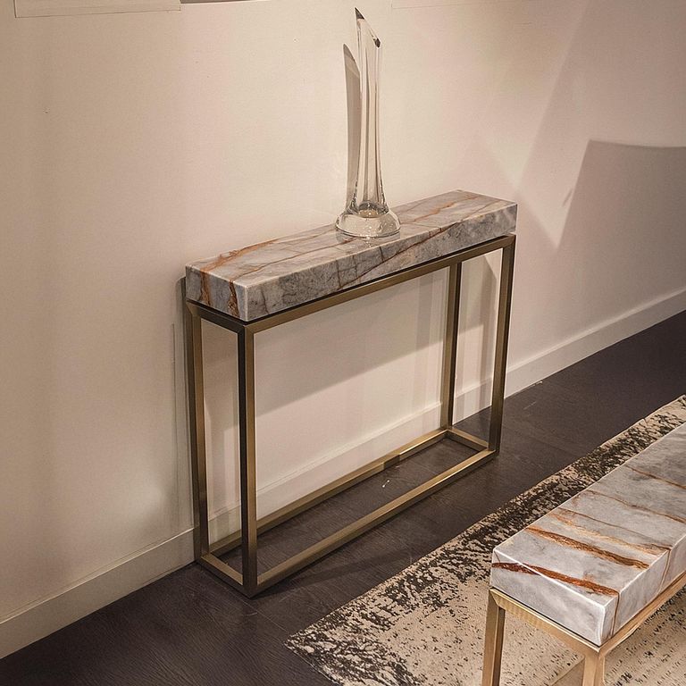Kubo Console Table - Marble with Brass Base - Variation Available