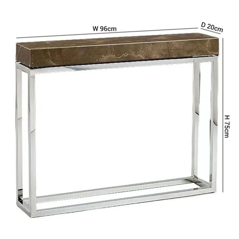 Kubo Console Table - Marble with Stainless Steel Base - Variation Available