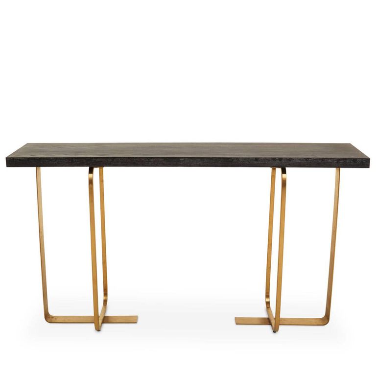 Lena Console Table - Dark Wood and Gold