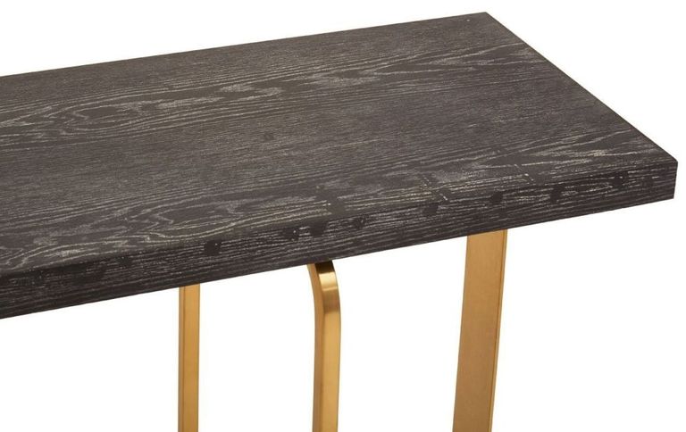 Lena Console Table - Dark Wood and Gold