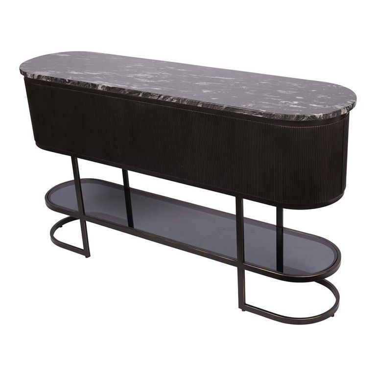 Belvedere Console Table - Black Marble - Oval