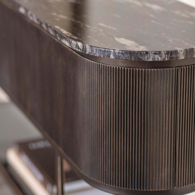 Belvedere Console Table - Black Marble - Oval