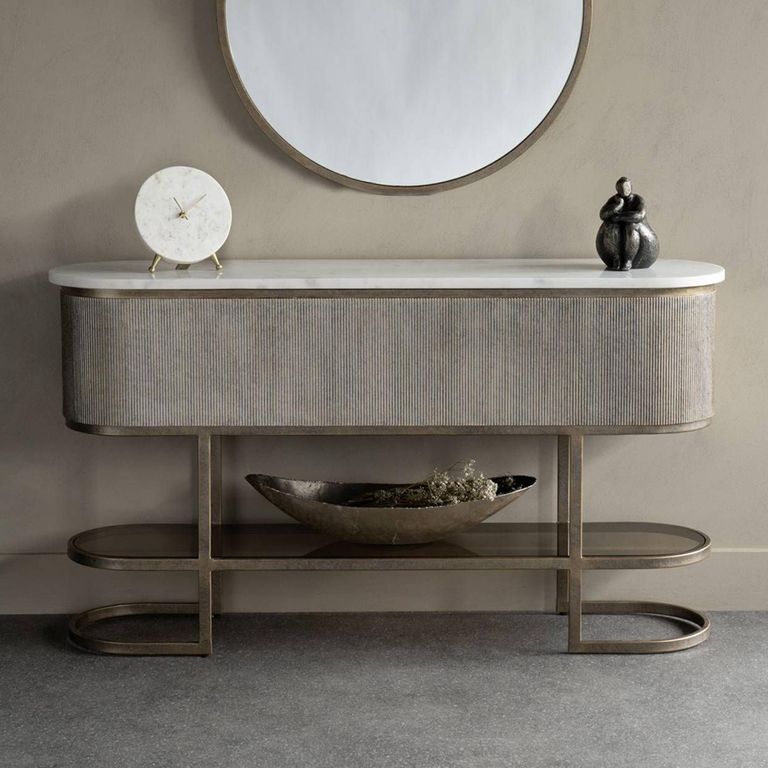 Belvedere Console Table - Marble Top - Oval