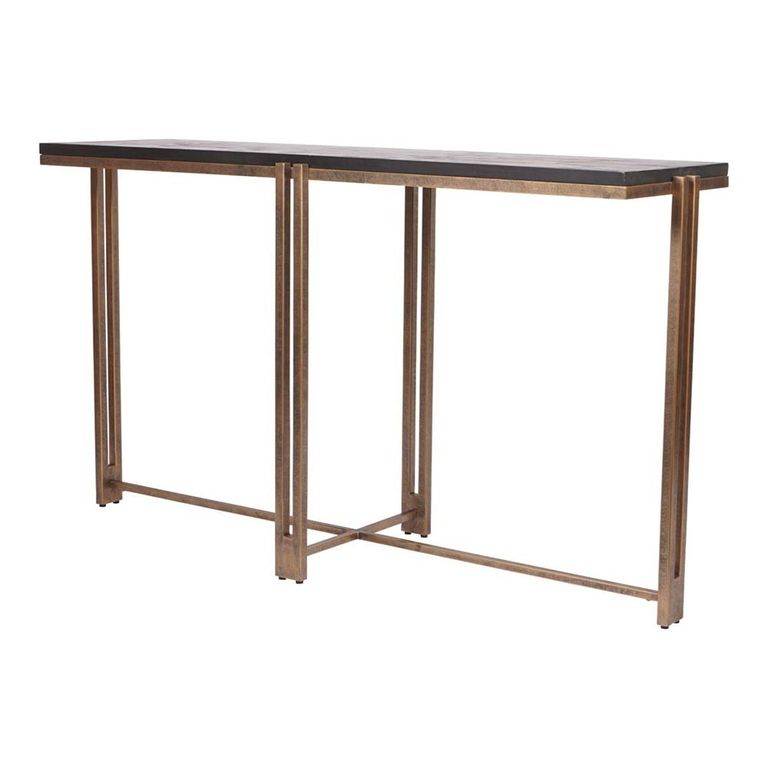 Dalston Console Table - Black Sandblasted Wood - Round