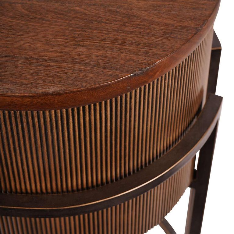 Hunter Console Table - Wood and Metal - Fluted - Oval