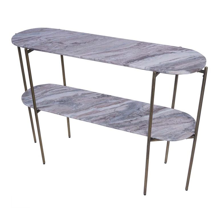 Toronto Console Table - Grey Marble - Oval