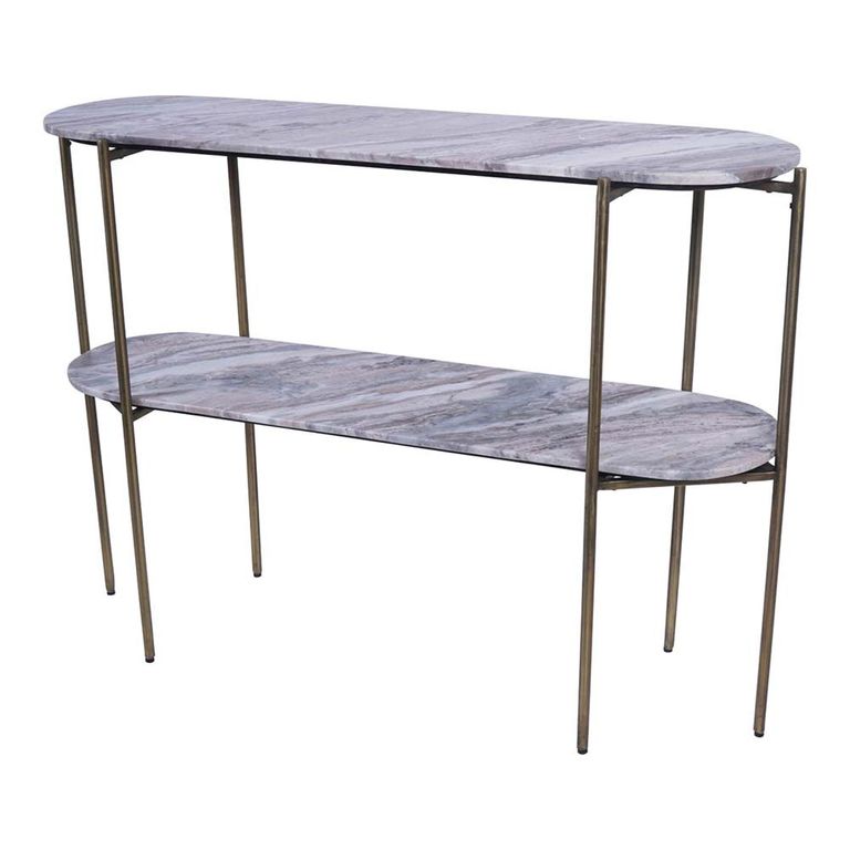 Toronto Console Table - Grey Marble - Oval