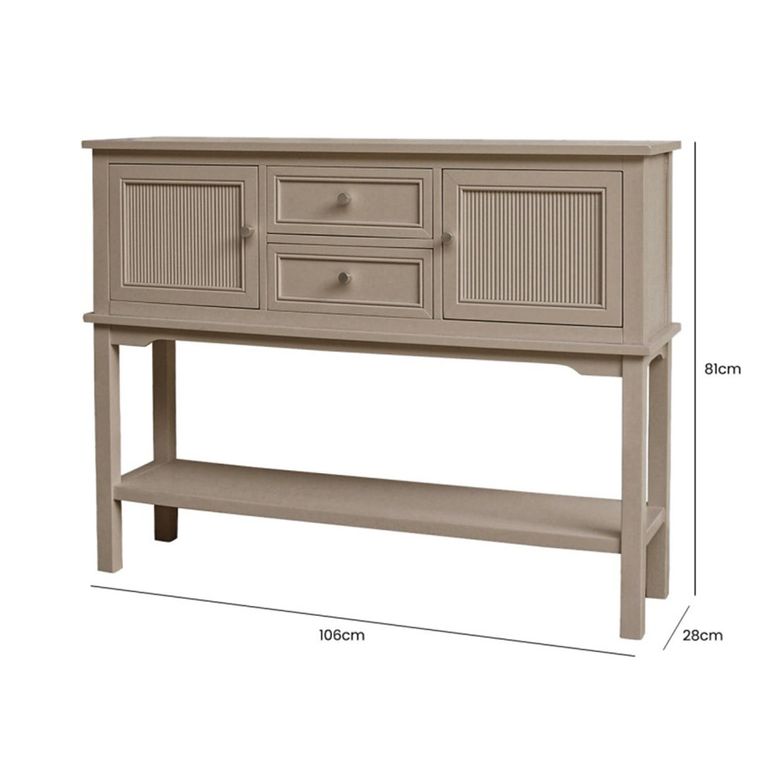 Lindon Hall Table - 2 Door - 2 Drawer - Taupe