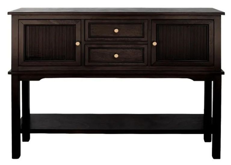Lindon Hall Table - 2 Door - 2 Drawer - Walnut Brown - Gold Handles