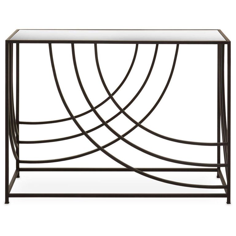 Logan Console Table - Mirrored with Black Metal