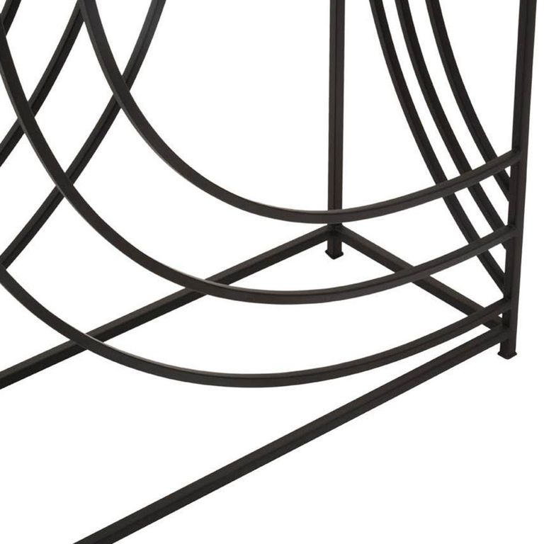 Logan Console Table - Mirrored with Black Metal