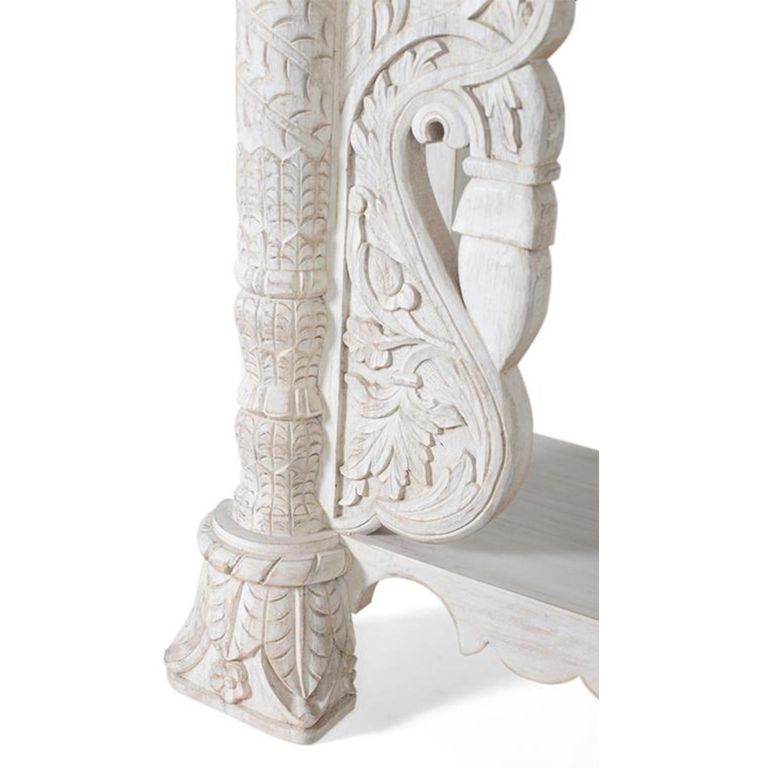 Lomax Console Table - White Carved Mango Wood - Large