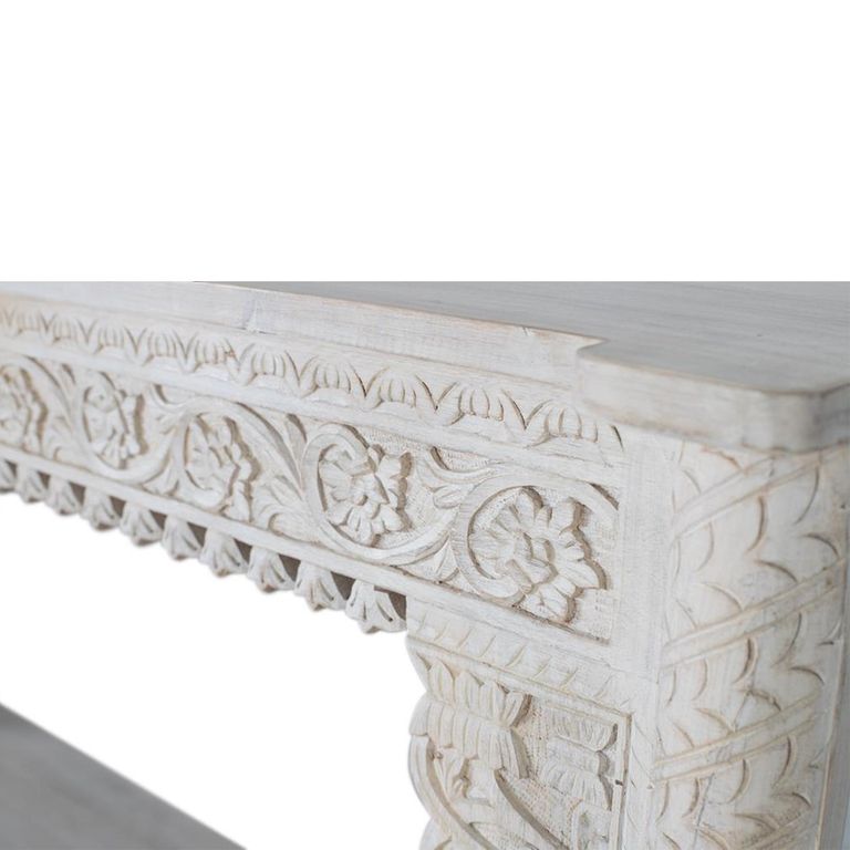 Lomax Console Table - White Carved Mango Wood - Large