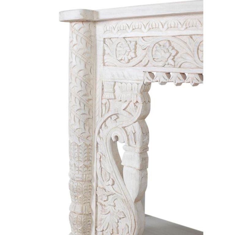 Lomax Console Table - White Carved Mango Wood - Large
