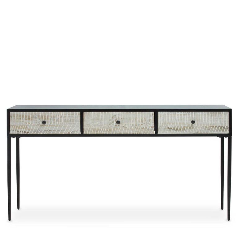 Luxor Console Table - Black and Grey Pine Wood - 3 Drawer