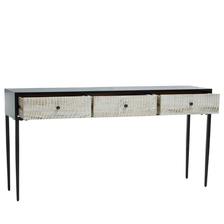 Luxor Console Table - Black and Grey Pine Wood - 3 Drawer