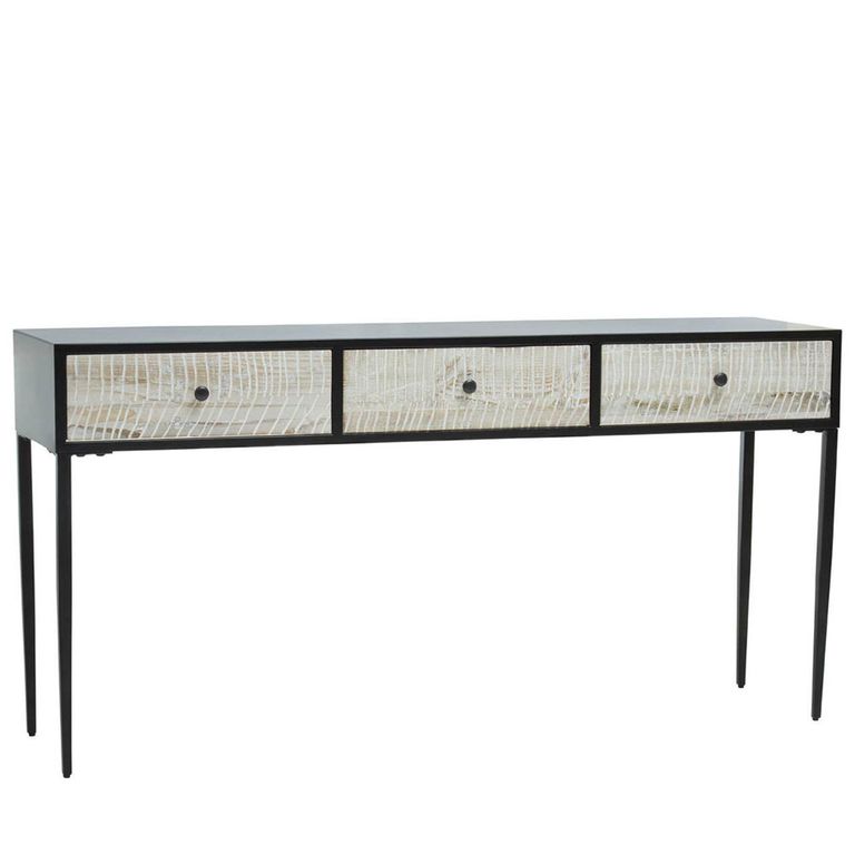 Luxor Console Table - Black and Grey Pine Wood - 3 Drawer